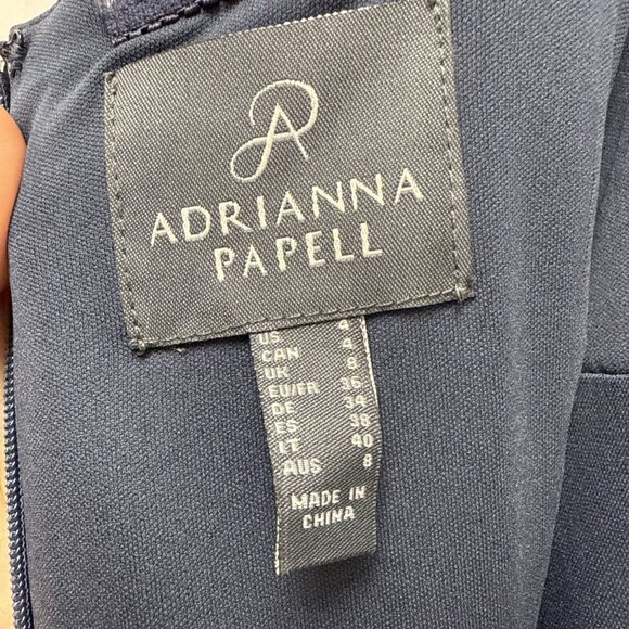 New Adrianna Papell Women’s Size 4 Navy Blue Satin One-Shoulder Gown Dress Maxi - Picture 12 of 14